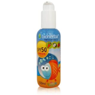 слънцезащитен крем SPF 50 с масла от малина, морков и кокос, 150ml, SPF 50, bioherba